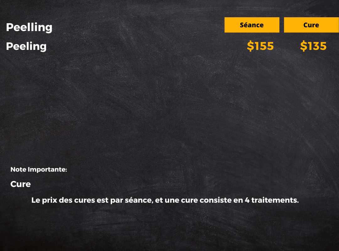 Soin visage peeling prix